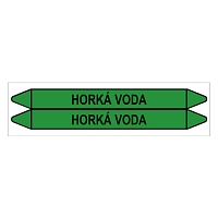 Značení potrubí, horká voda,2 ks, 450 × 52 mm